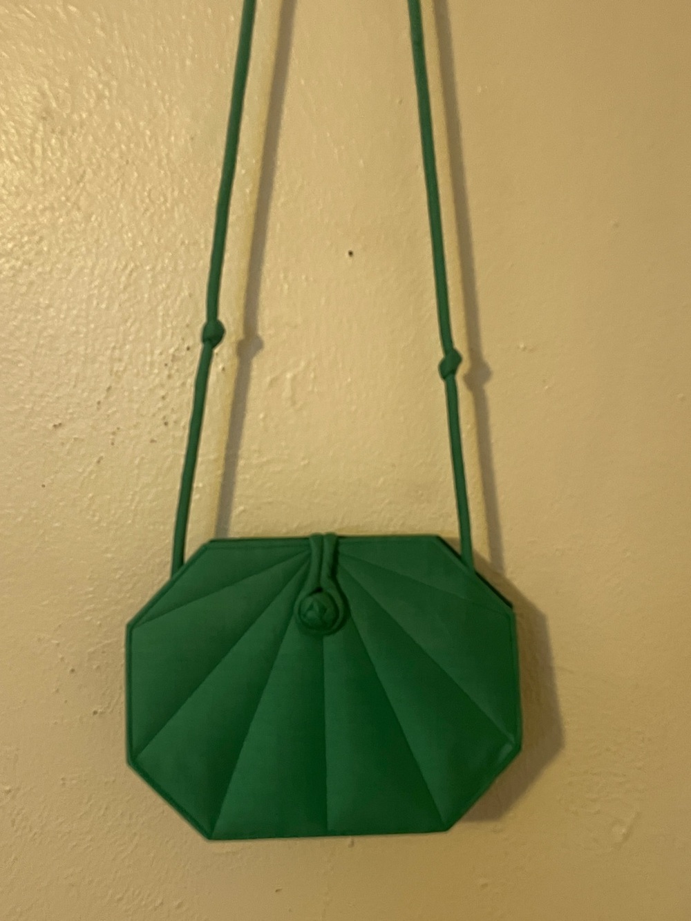 Vintage Shinawatra Chiang Mai Thai Silk Jade Green Fan Shoulder Bag